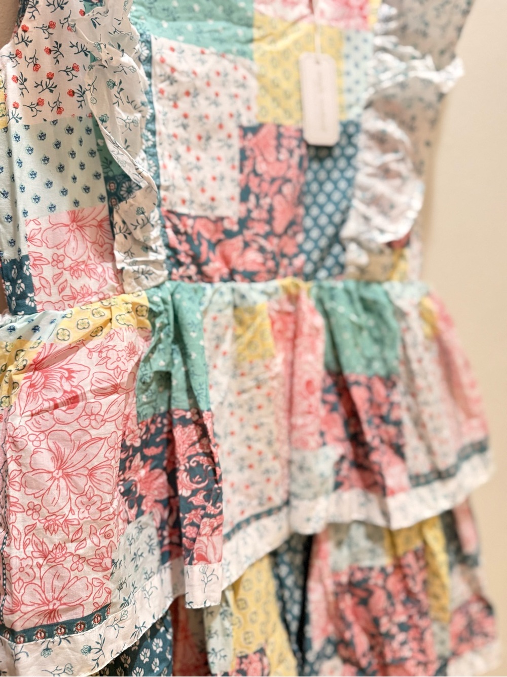 Simply Southern Patchwork Ruffle Tiered Maxi Dress - Pink, Green, Yellow, Blue - Picture 2 of 3
